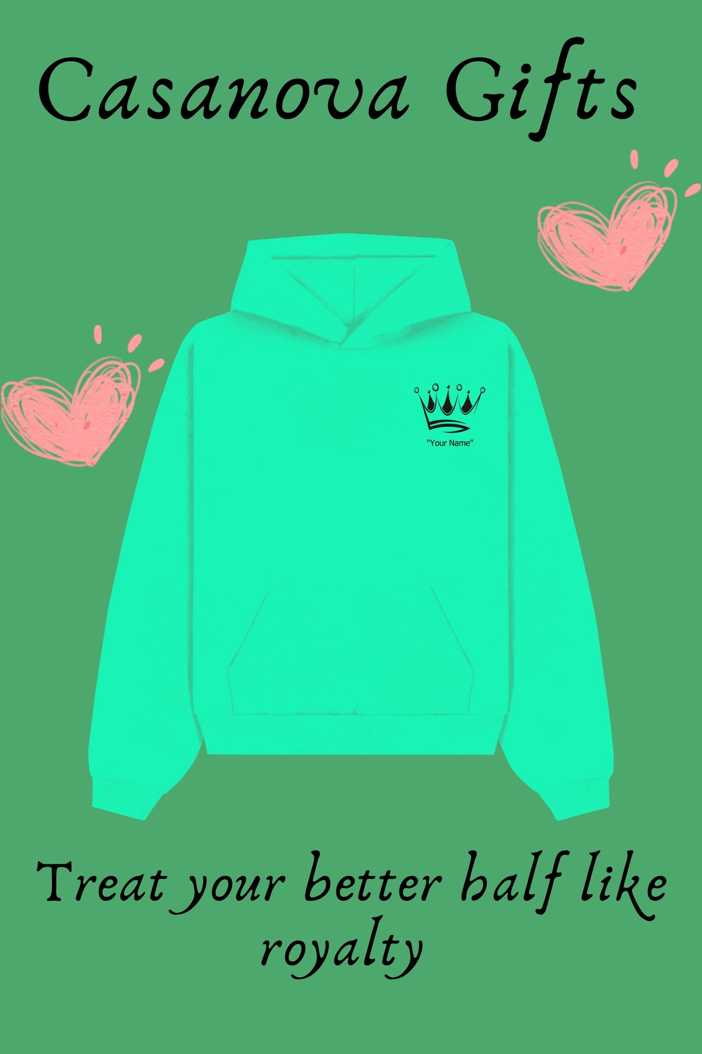King Me: Personalized Name Embroidered  Hoodie