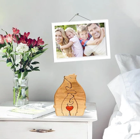 Personalized Wooden Bears Family - Puzzle Home Decor