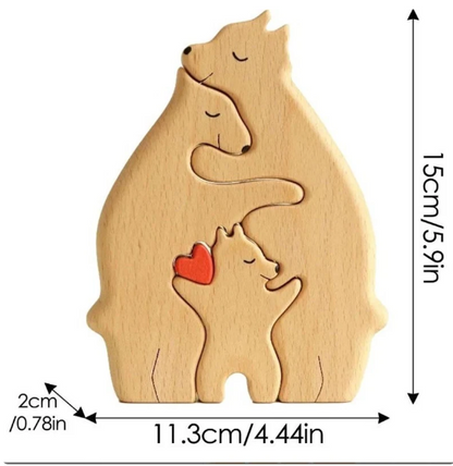 Personalized Wooden Bears Family - Puzzle Home Decor