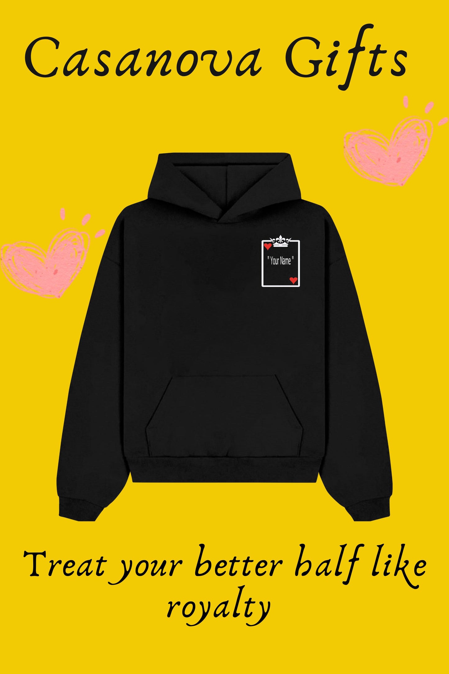 Queen of Hearts:  Personalized Initials Embroidered Hoodie