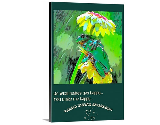 Personalized Couples animal Lovers Wall art- Frog Couple in Rain