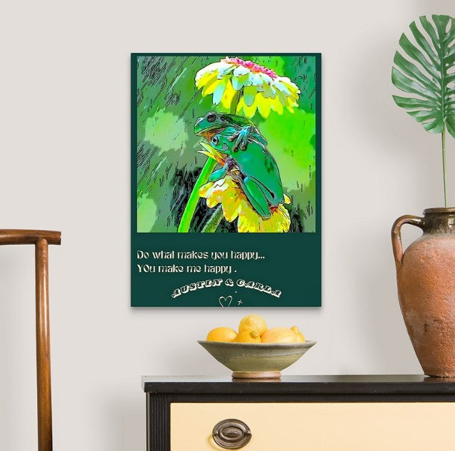 Personalized Couples animal Lovers Wall art- Frog Couple in Rain
