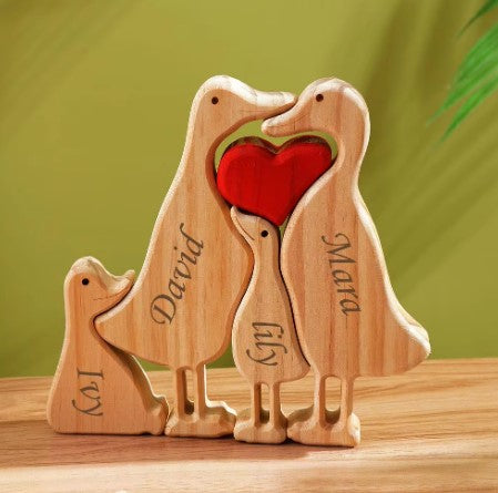 Personalized Wooden Duck Family - Puzzle Home Decor