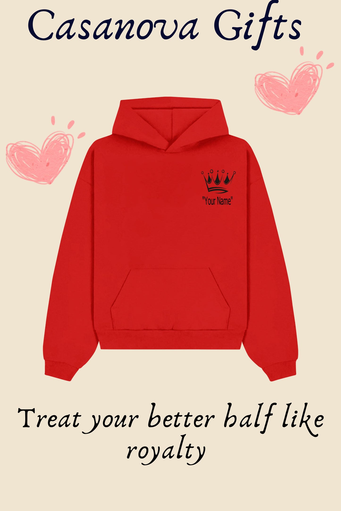 King Me: Personalized Name Embroidered  Hoodie