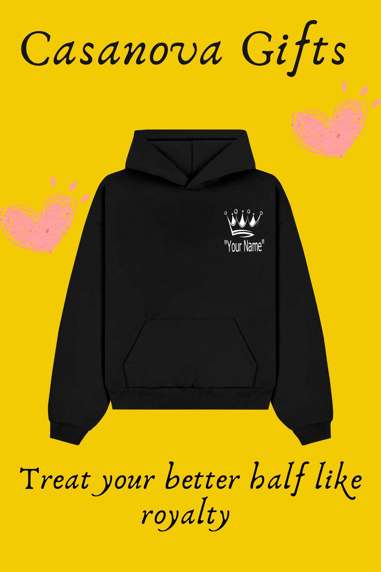 King Me: Personalized Name Embroidered  Hoodie