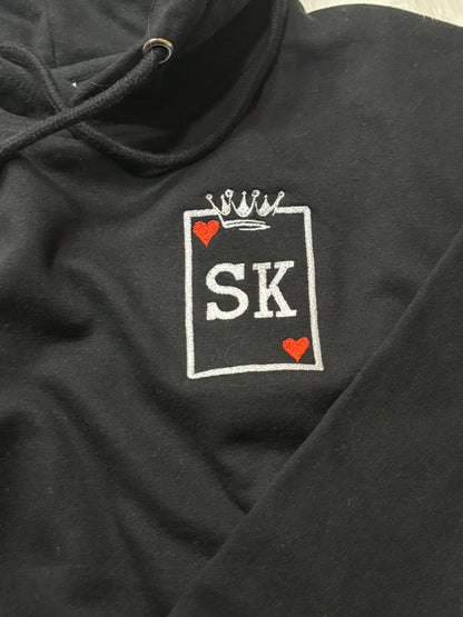 King of Heart Card:  Personalized Initials Embroidered  Hoodie