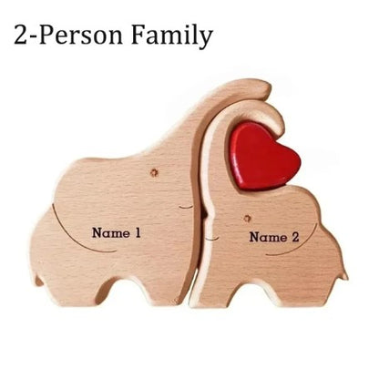 Personalized Wooden Elephant Family - Puzzle Home Decor