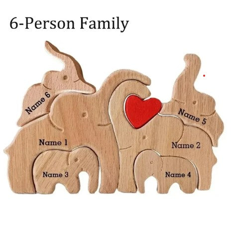 Personalized Wooden Elephant Family - Puzzle Home Decor