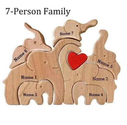 Personalized Wooden Elephant Family - Puzzle Home Decor