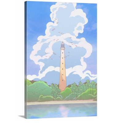 Lighthouse by the Cape - Anime Style Wall Art