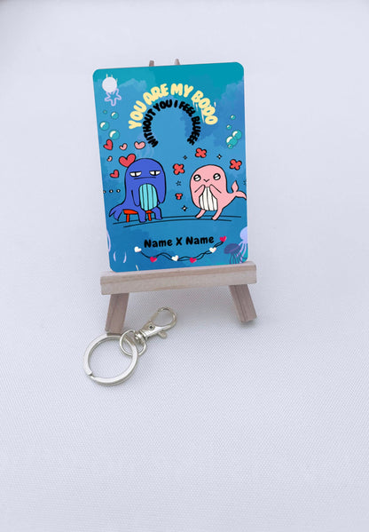 Blue Boo Personalized Acrylic Keychain - Couples Gift