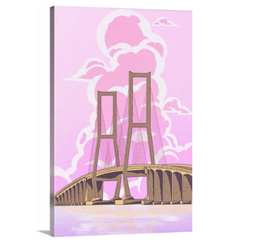 Pink Vibes Bridge - Anime Style Wall Art