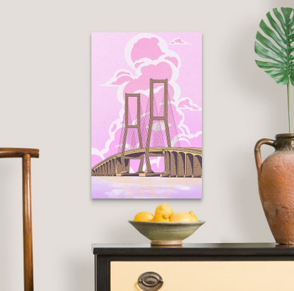 Pink Vibes Bridge - Anime Style Wall Art