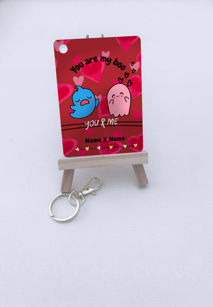 Valentine Boo Personalized Acrylic Keychain - Couples Gift